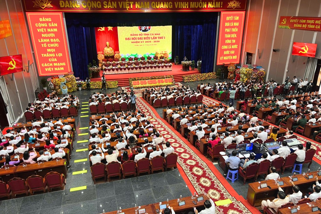 Quang cảnh Đại hội đại biểu Đảng bộ tỉnh Cà Mau lần thứ I, nhiệm kỳ 2025 - 2030.