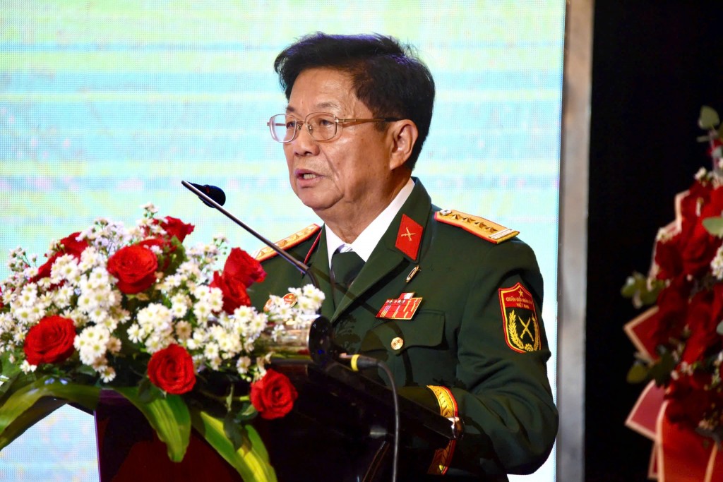 Đại tá, Nhà báo Trần Thế Tuyển, nguyên Chủ tịch Hội HTGĐLS&amp;TB TP Hồ Chí Minh phát biểu