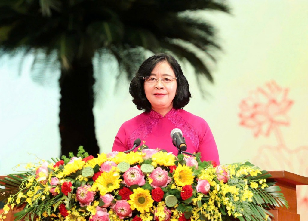 Bí thư Thành ủy Hà Nội Bùi Thị Minh Hoài phát biểu khai mạc Đại hội