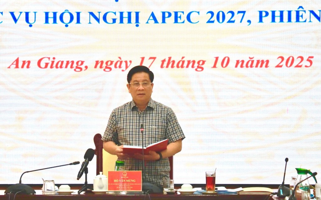 Chủ tịch UBND tỉnh Hồ Văn Mừng phát biểu kết luận tại buổi làm việc