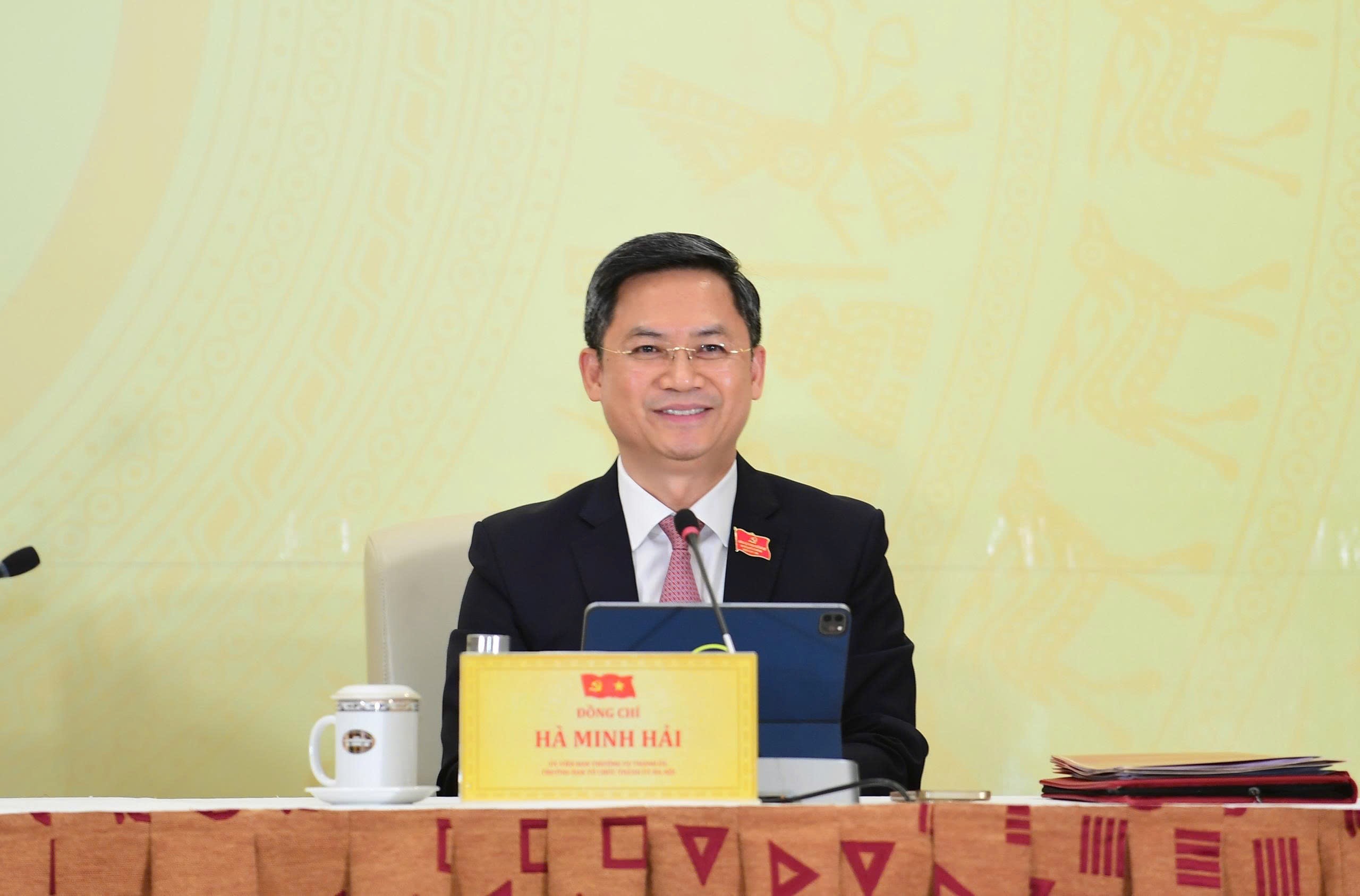 Trưởng ban Tổ chức Thành ủy Hà Minh Hải tại buổi họp báo
