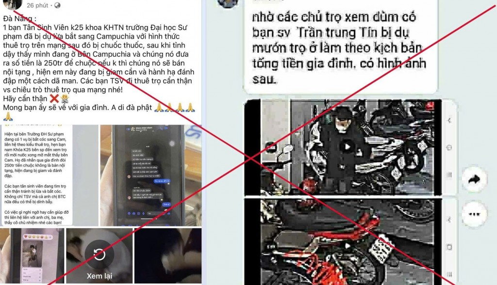 Thông tin bịa đặt, sai sự thật về tân sinh viên bị bắt cóc lan truyền trên mạng xã hội (Ảnh: CA)