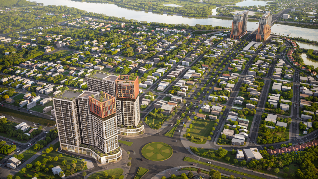 Dự án Cora Tower sở hữu vị trí đắc địa lõi trung tâm Sun NeO City. (Ảnh phối cảnh: Sun Property)