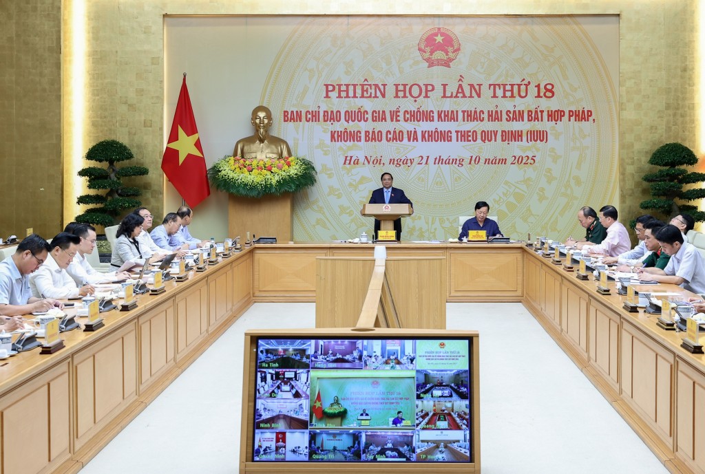 Thủ tướng chủ trì Phiên họp thứ 18, Ban Chỉ đạo Quốc gia về chống khai thác IUU - Ảnh: VGP/Nhật Bắc Thủ tướng chủ trì Phiên họp thứ 18, Ban Chỉ đạo Quốc gia về chống khai thác IUU - Ảnh: VGP/Nhật Bắc