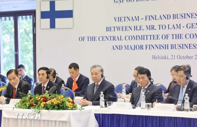 Tổng Bí thư gặp gỡ một số doanh nghiệp Phần Lan tiêu biểu