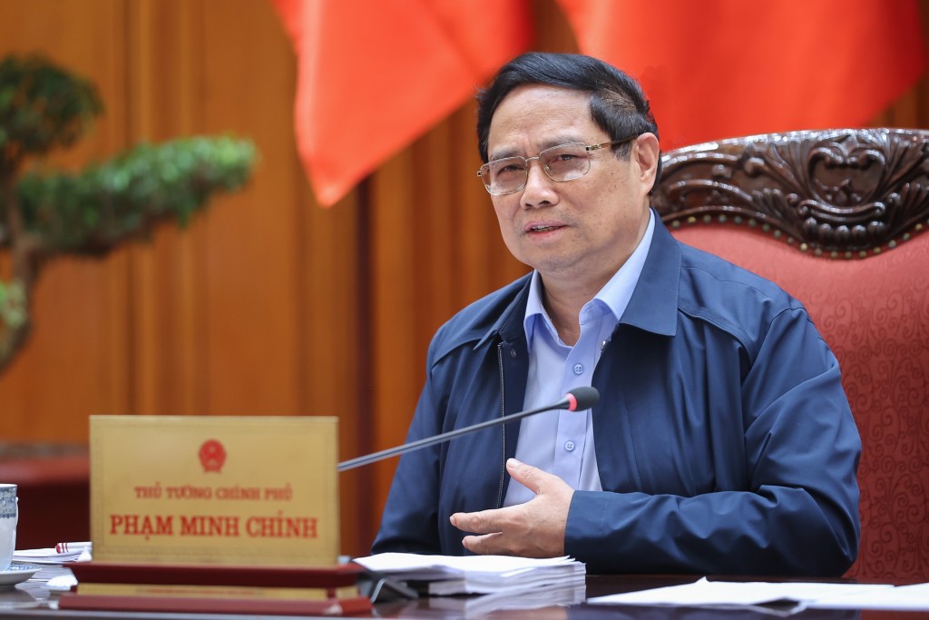 Thủ tướng Phạm Minh Chính chủ trì cuộc họp của Thường trực Chính phủ cho ý kiến vào một số dự thảo nghị định của Chính phủ - Ảnh: VGP/Nhật Bắc