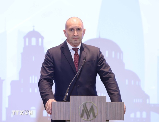 Tổng thống Bulgaria Rumen Radev phát biểu. (Ảnh: Thống Nhất/TTXVN) Tổng thống Bulgaria Rumen Radev phát biểu. (Ảnh: Thống Nhất/TTXVN)