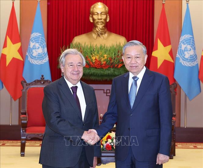 Tổng Bí thư Tô Lâm tiếp Tổng Thư ký Liên hợp quốc António Guterres Chú thích ảnh