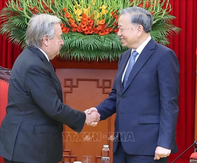 Tổng Bí thư Tô Lâm tiếp Tổng Thư ký Liên hợp quốc António Guterres Chú thích ảnh