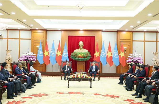 Tổng Bí thư Tô Lâm tiếp Tổng Thư ký Liên hợp quốc António Guterres Chú thích ảnh