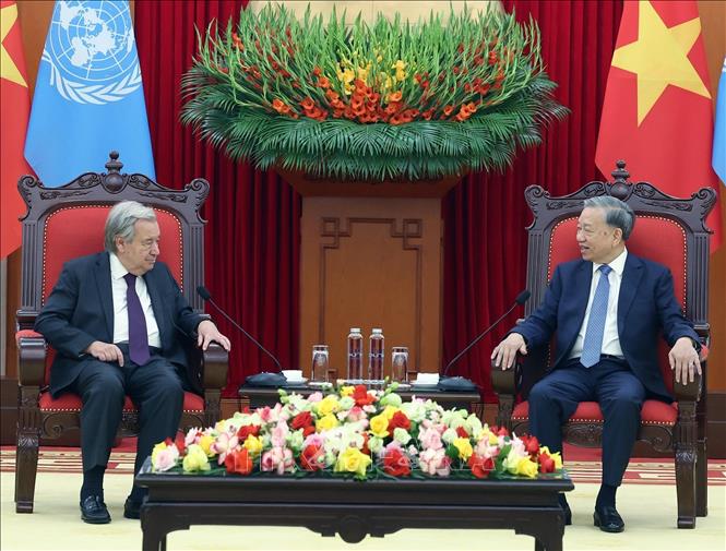 Tổng Bí thư Tô Lâm tiếp Tổng Thư ký Liên hợp quốc António Guterres Chú thích ảnh