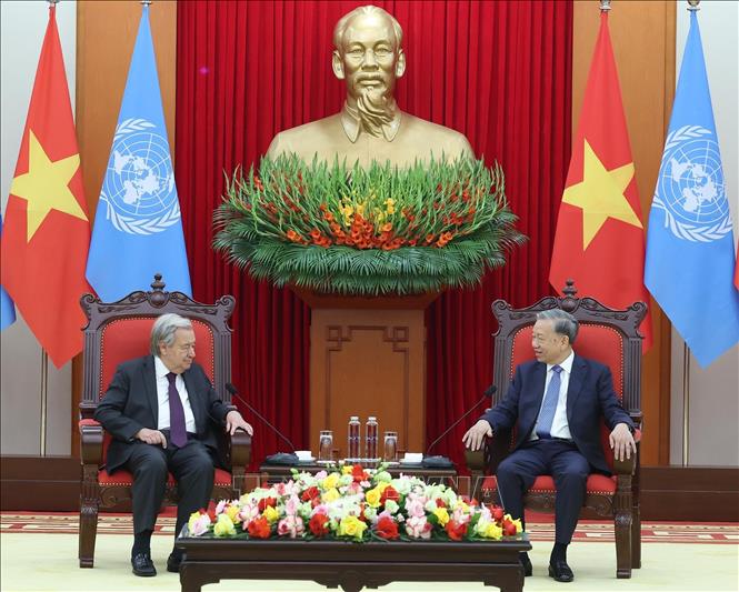 Tổng Bí thư Tô Lâm tiếp Tổng Thư ký Liên hợp quốc António Guterres Chú thích ảnh