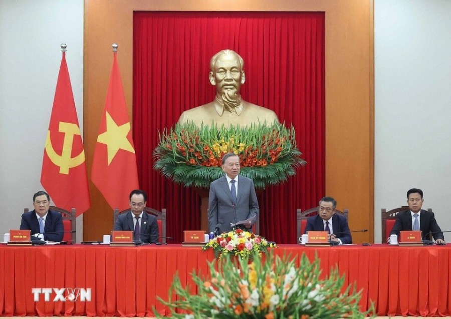 Tổng Bí thư Tô Lâm phát biểu tại cuộc tiếp. Ảnh: Thống Nhất/TTXVN Tổng Bí thư Tô Lâm phát biểu tại cuộc tiếp. Ảnh: Thống Nhất/TTXVN