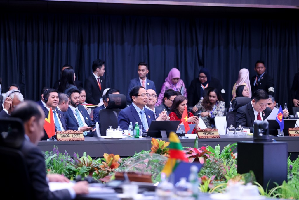 Nhấn mạnh “bao trùm và bền vững” là lựa chọn và yêu cầu chiến lược của ASEAN trong một thế giới nhiều biến động và bất định, Thủ tướng Phạm Minh Chính đề nghị ASEAN cần phát huy mạnh mẽ 3 cội nguồn sức mạnh chiến lược để hiện thực hoá mục tiêu này - Ảnh: VGP/Nhật Bắc