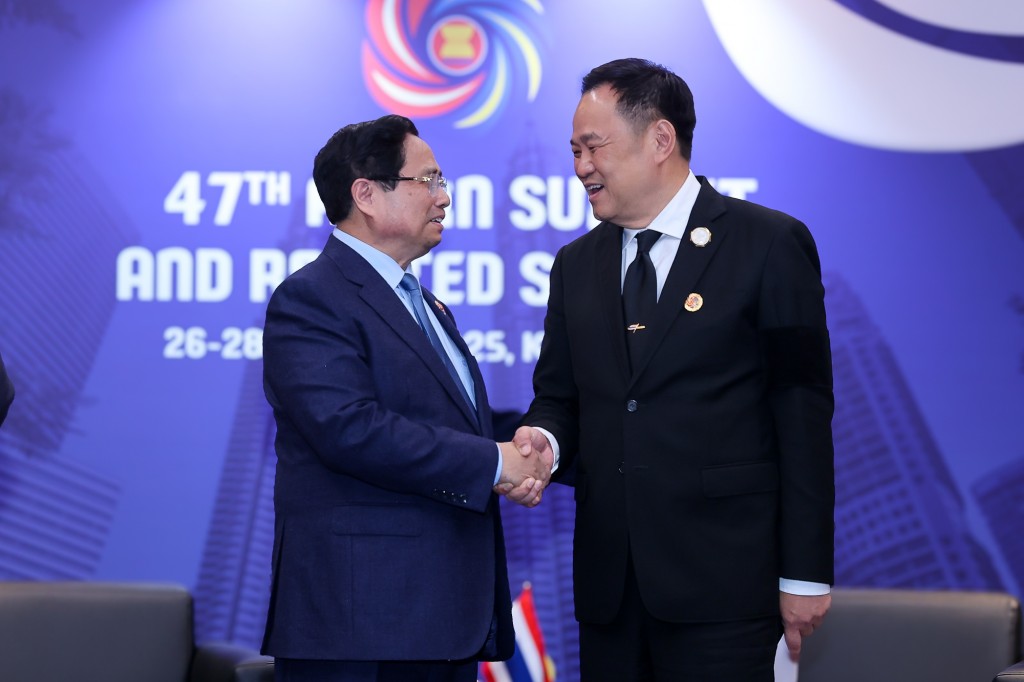 Thủ tướng Chính phủ Phạm Minh Chính gặp Thủ tướng Thái Lan Anutin Charnvirakul - Ảnh: VGP/Nhật Bắc Thủ tướng Chính phủ Phạm Minh Chính gặp Thủ tướng Thái Lan Anutin Charnvirakul - Ảnh: VGP/Nhật Bắc