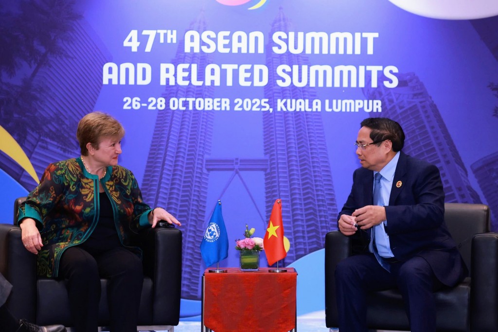 Thủ tướng Chính phủ Phạm Minh Chính cảm ơn sự hợp tác, hỗ trợ tích cực, hiệu quả của IMF dành cho Việt Nam thời gian qua - Ảnh: VGP/Nhật Bắc