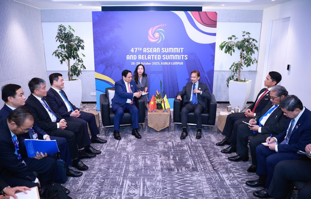 Hai nhà Lãnh đạo nhất trí tiếp tục thực hiện hiệu quả Chương trình hành động triển khai quan hệ Đối tác Toàn diện Việt Nam - Brunei giai đoạn 2023-2027 - Ảnh: VGP/Nhật Bắc