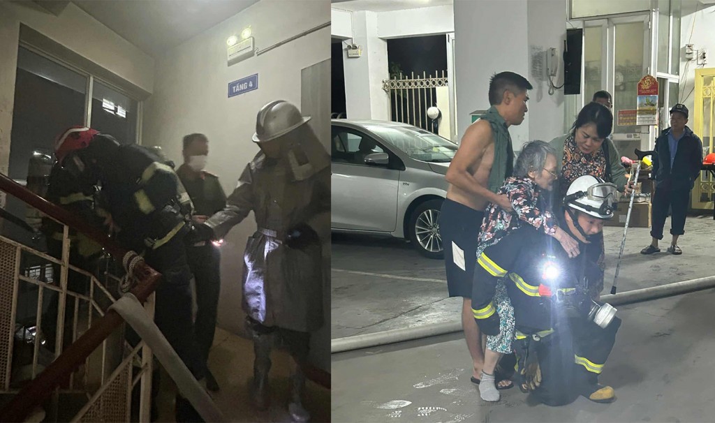 Lực lượng chữa cháy nhanh chóng tiếp cận, hướng dẫn, giải cứu người dân thoát khỏi vụ chạy an toànLực lượng chữa cháy nhanh chóng tiếp cận, hướng dẫn, giải cứu người dân thoát khỏi vụ chạy an toàn