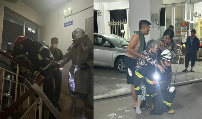 Kịp thời giải cứu 2 người trong vụ cháy chung cư phố Đông Quan