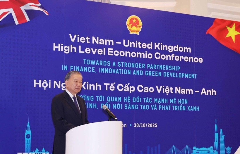 Tổng Bí thư Tô Lâm phát biểu tại Hội nghị Kinh tế cấp cao Việt Nam-Anh