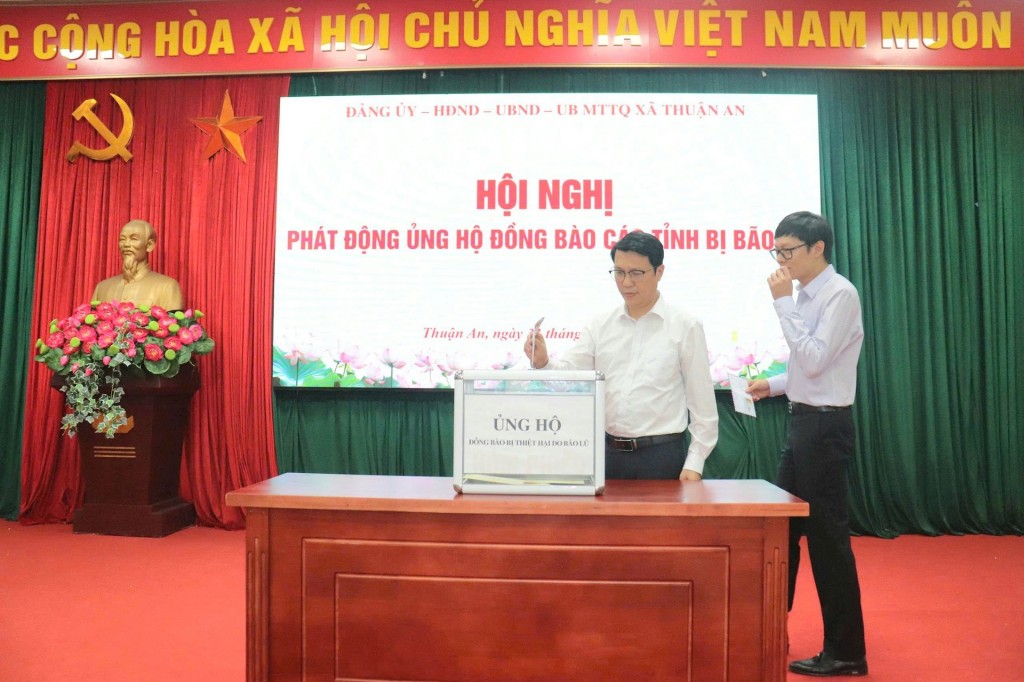 Xã Thuận An phát động ủng hộ nhân dân các tỉnh bị thiệt hại do mưa bão Xã Thuận An phát động ủng hộ nhân dân các tỉnh bị thiệt hại do mưa bão