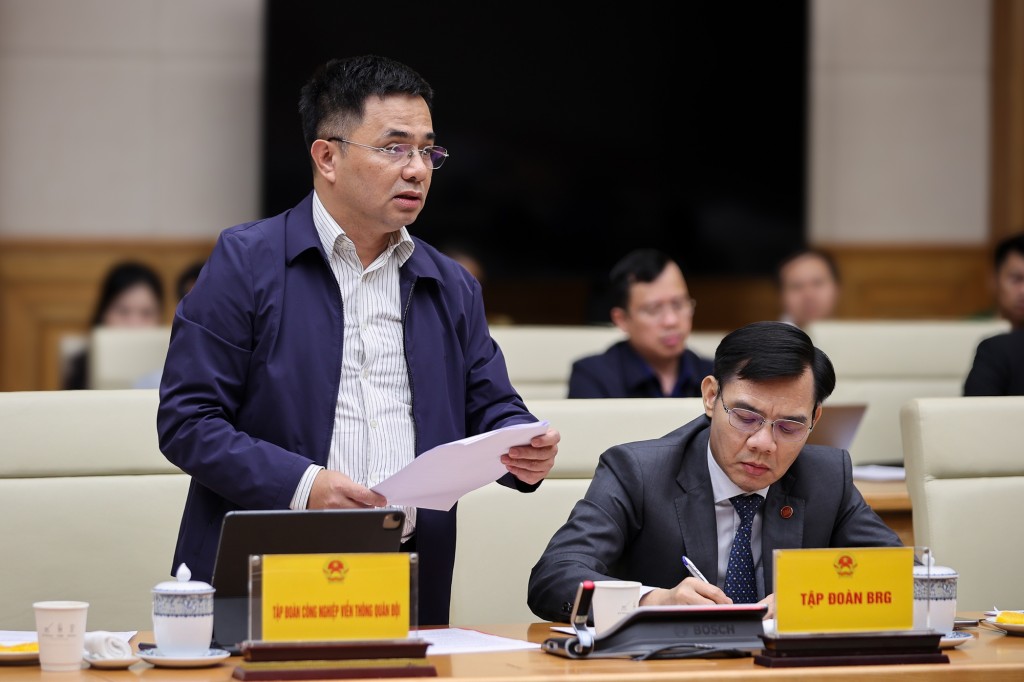 Đại diện Tập đoàn Công nghiệp Viễn thông Quân đội phát biểu - Ảnh: VGP/Nhật Bắc