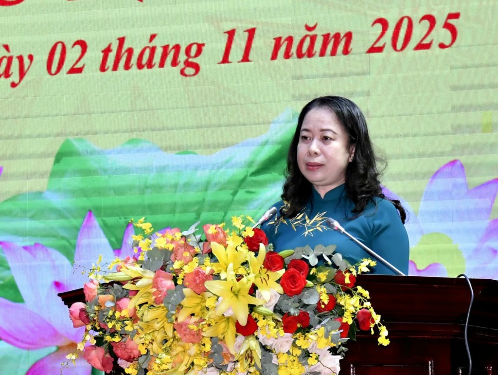 Phó Chủ tịch nước Võ Thị Ánh Xuân phát biểu chỉ đạo.