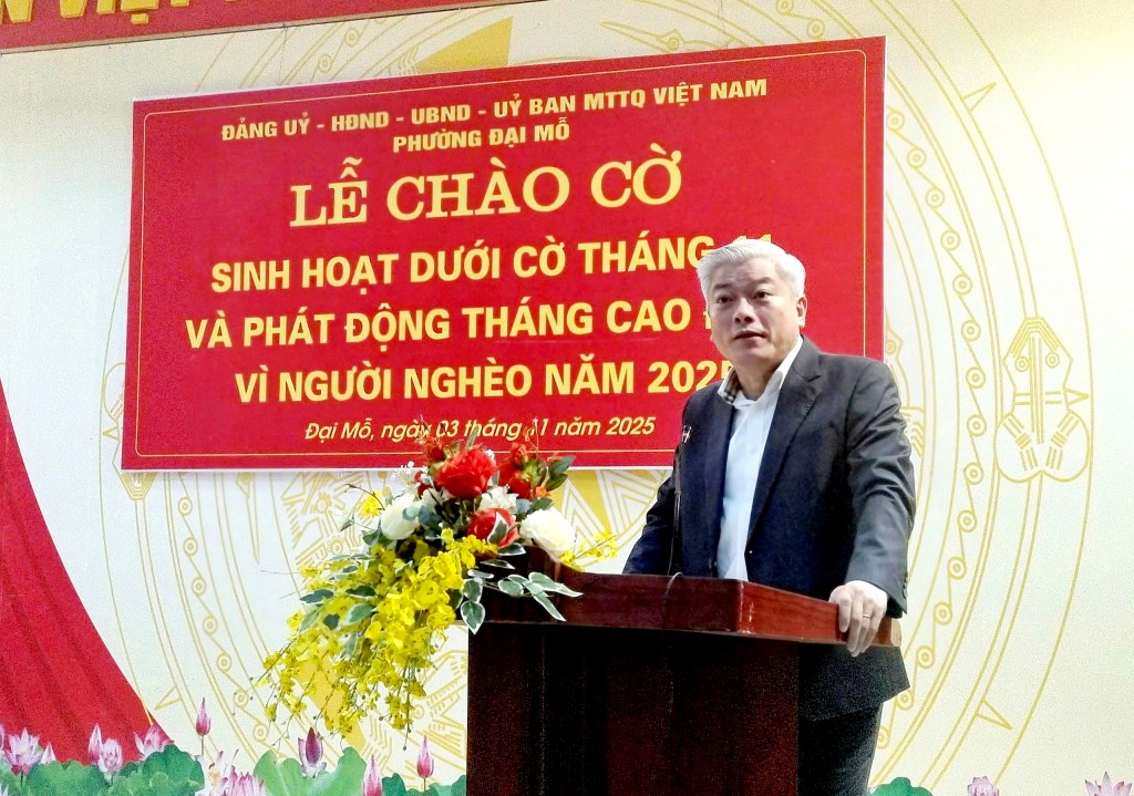 Đồng chí Mai Trọng Thái – Bí thư Đảng ủy, Chủ tịch HĐND phường báo cáo kết quả Đại hội đại biểu Đảng bộ thành phố Hà Nội lần thứ XVIII