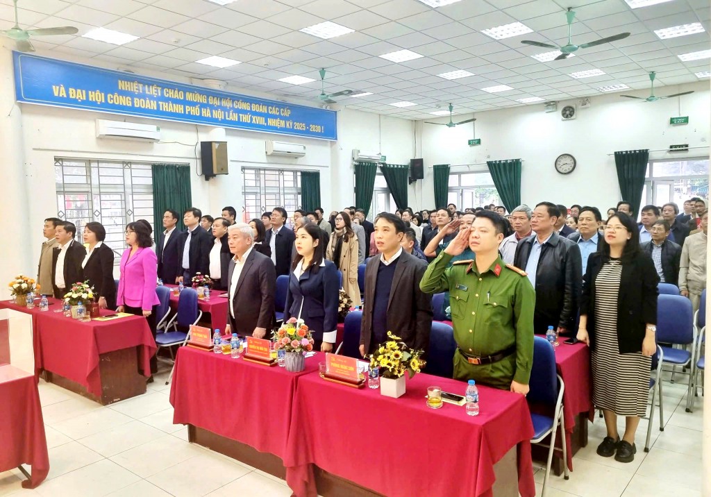 Các đại biểu thực hiện nghi thức chào cờ