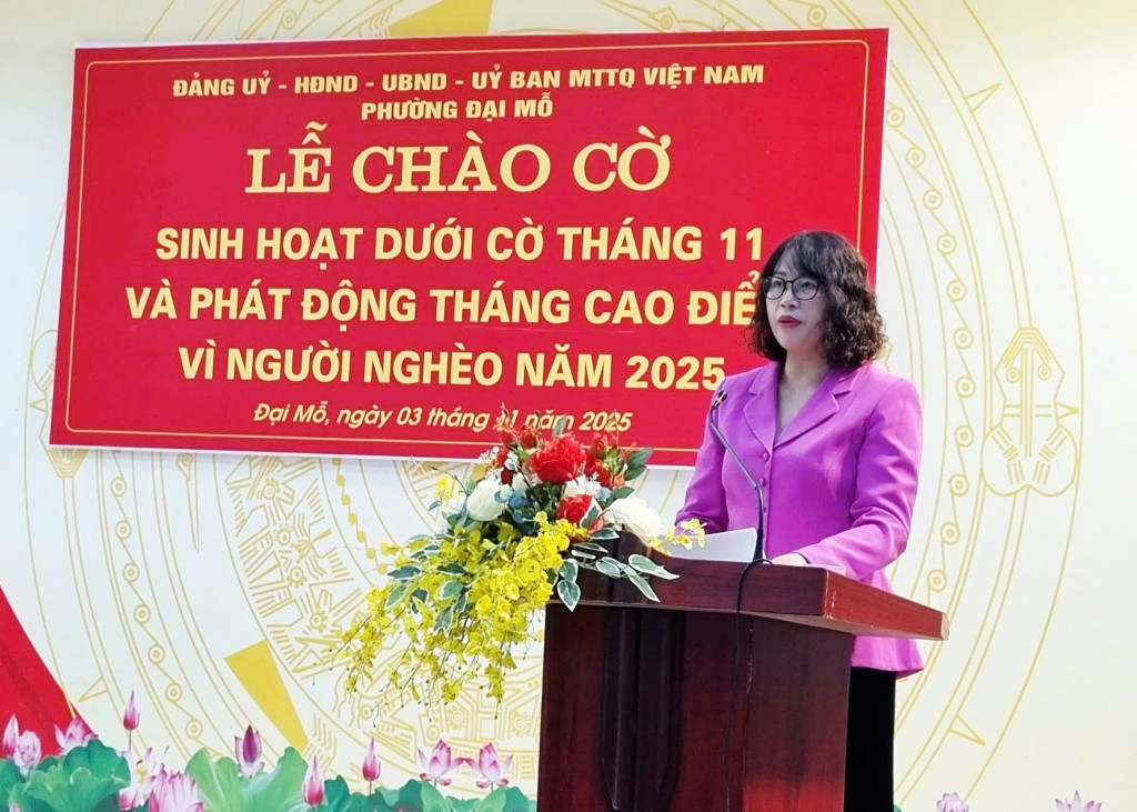 Đồng chí Lê Thị Bích Hà – Uỷ viên BTV Đảng ủy, Chủ tịch Uỷ ban MTTQ Việt Nam phường phát động ủng hộ quỹ Vì người nghèo phường Đại Mỗ năm 2025