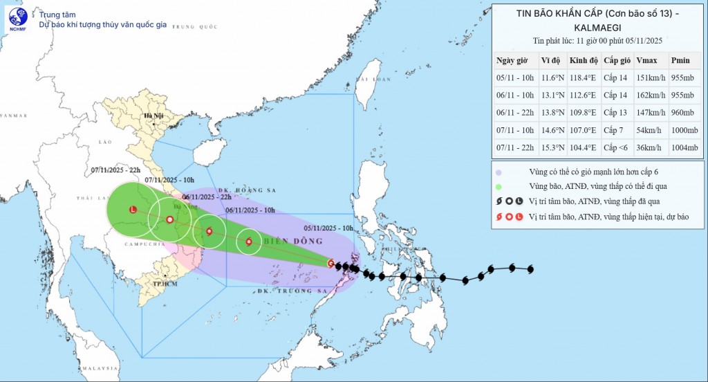 Theo dự báo, khi đổ bộ vào đất liền, tỉnh Gia Lai sẽ là tâm bão