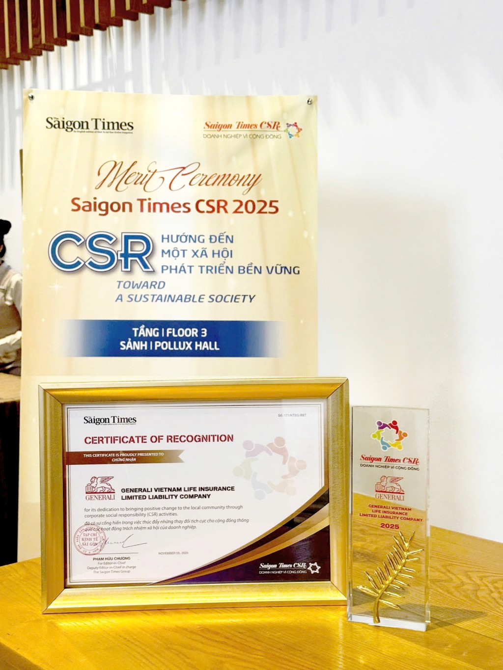Giải thưởng ghi nhận những nỗ lực của Generali Việt Nam trong hành trình hiện thực hóa cam kết phát triển bền vững Giải thưởng ghi nhận những nỗ lực của Generali Việt Nam trong hành trình hiện thực hóa cam kết phát triển bền vững