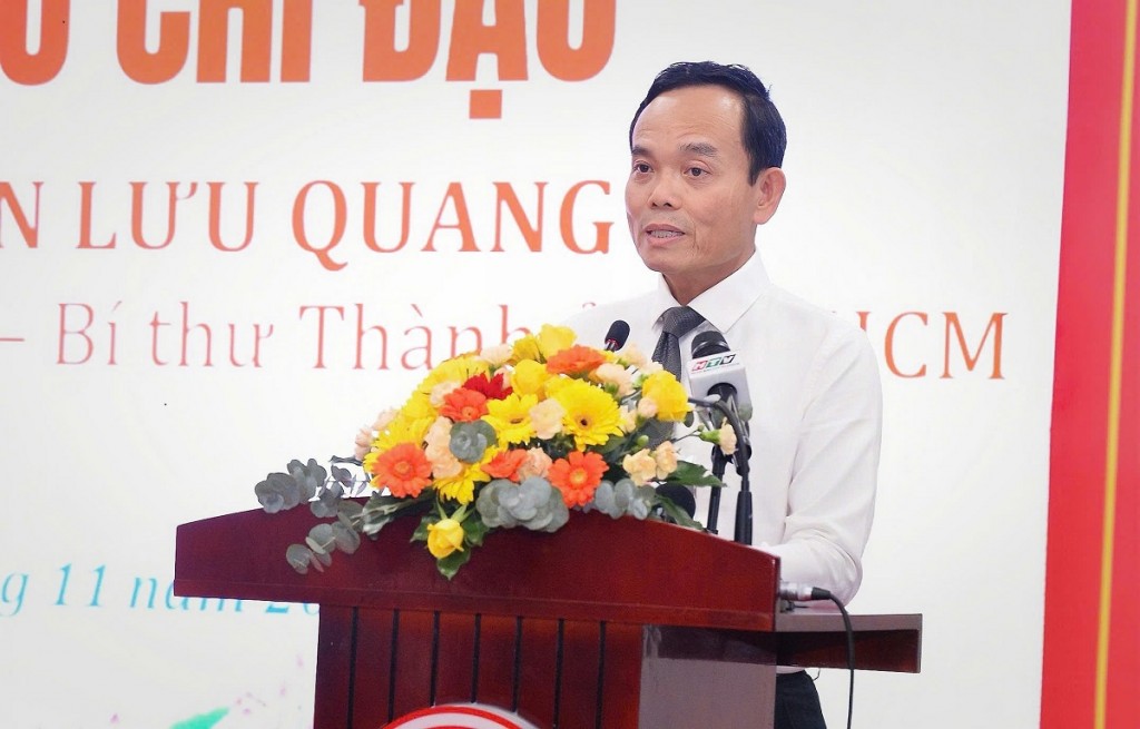 Bí thư Thành ủy TP.Hồ Chí Minh Trần Lưu Quang phát biểu tại ngày hội