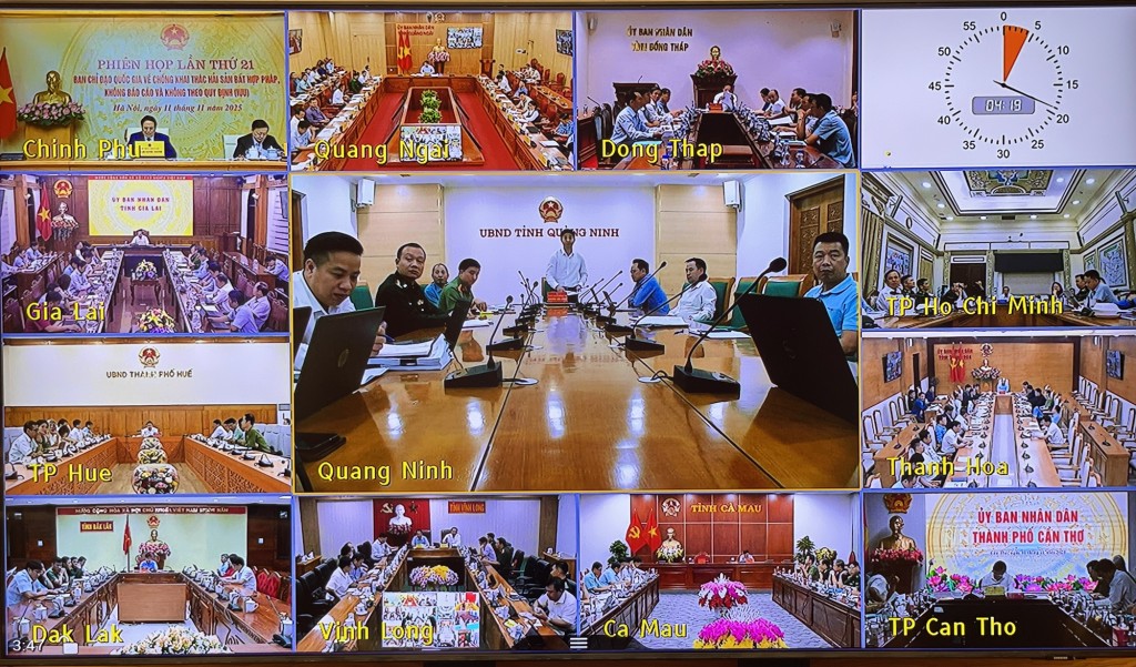Phiên họp kết nối trực tuyến với 21 tỉnh, thành phố ven biển - Ảnh: VGP/Nhật Bắc
