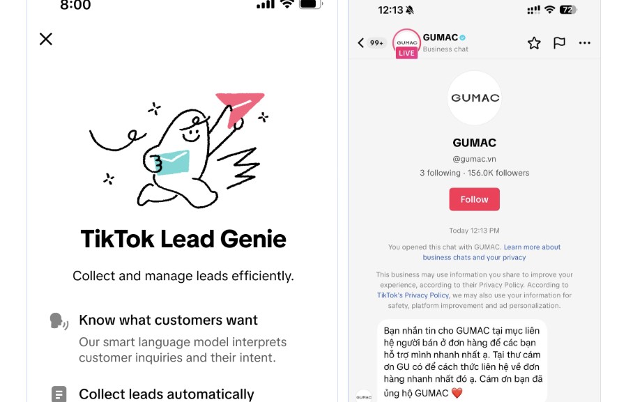 TikTok ra mắt Chatbot AI trong tin nhắn trực tiếp