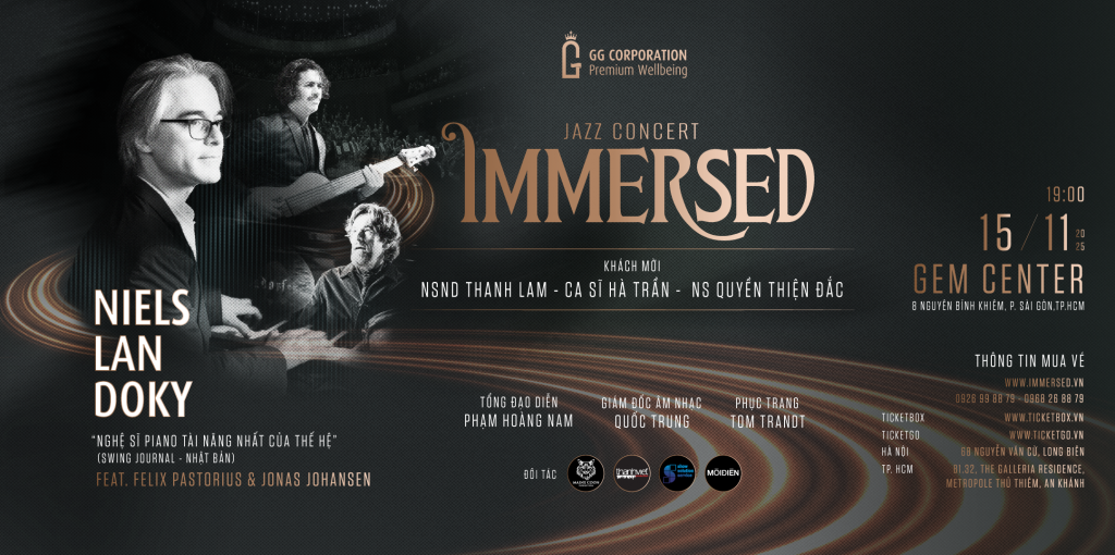 Cùng với ý tưởng dàn dựng chương trình, sân khấu Jazz Concert - IMMERSED cũng được thiết kế dựa trên cảm hứng từ khái niệm “Organic Flow – Dòng chảy thuần khiết” với giới hạn 500 chỗ, khán giả có thể trải nghiệm trọn vẹn tất cả màn trình diễn dù ngồi ở vị