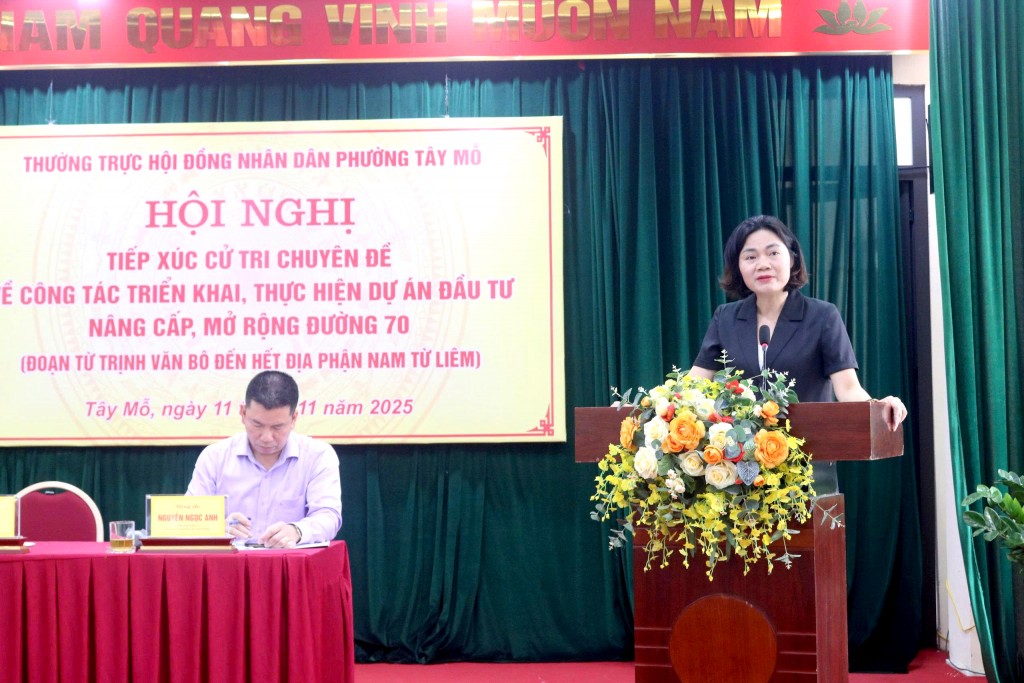 Phó Chủ tịch HĐND phường Tây Mỗ Phan Thị Ngọc Nhung phát biểu kết luận hội nghị