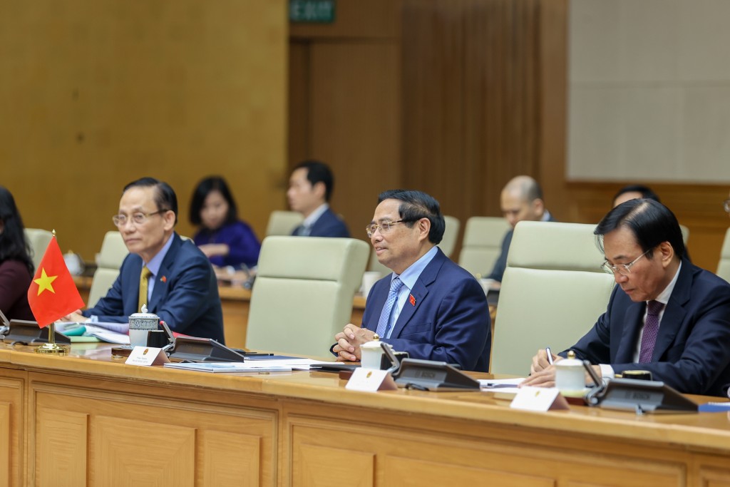 Thủ tướng Chính phủ Phạm Minh Chính đề nghị phía Jordan tăng cường hỗ trợ Việt Nam phát triển ngành Halal - Ảnh: VGP/Nhật Bắc