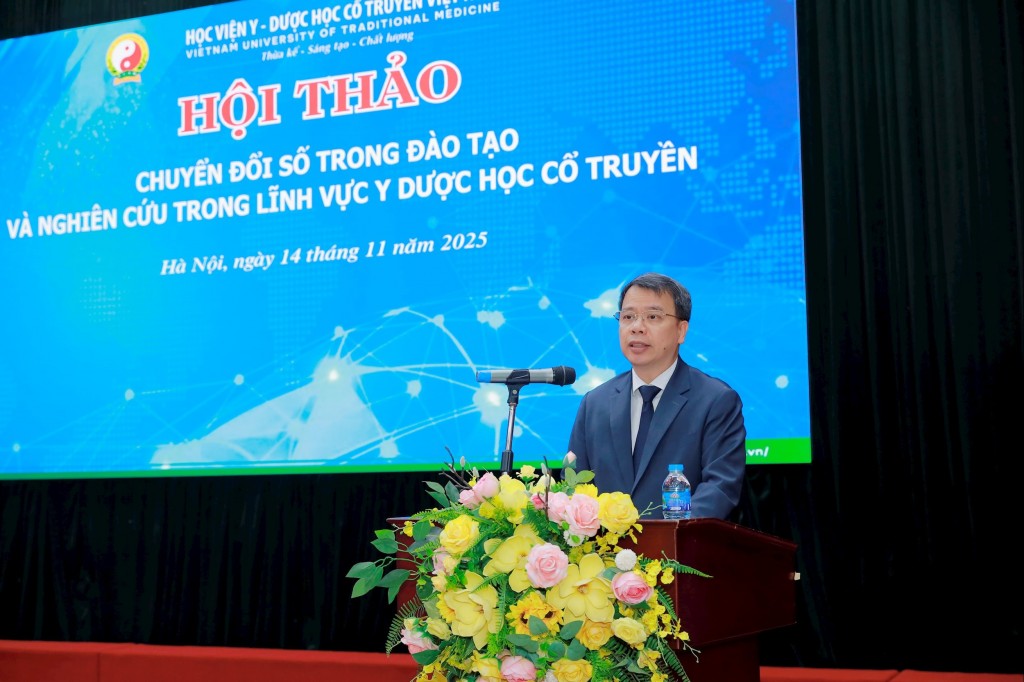 PGS.TS Nguyễn Quốc Huy - Giám đốc Học viện Y-Dược học cổ truyền Việt Nam phát biểu tại hội thảo