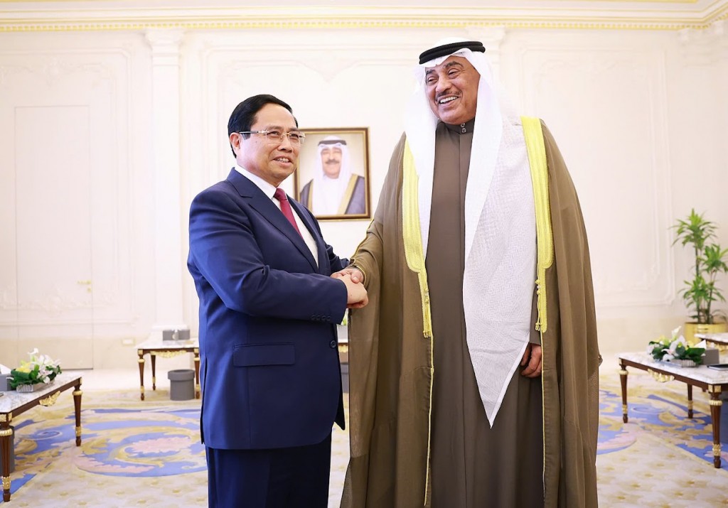 Thủ tướng Chính phủ Phạm Minh Chính hội kiến Hoàng Thái tử Nhà nước Kuwait Sheikh Sabah Khaled Al-Hamad Al-Sabah - Ảnh: VGP/Nhật Bắc Thủ tướng Chính phủ Phạm Minh Chính hội kiến Hoàng Thái tử Nhà nước Kuwait Sheikh Sabah Khaled Al-Hamad Al-Sabah - Ảnh: VGP/Nhật Bắc
