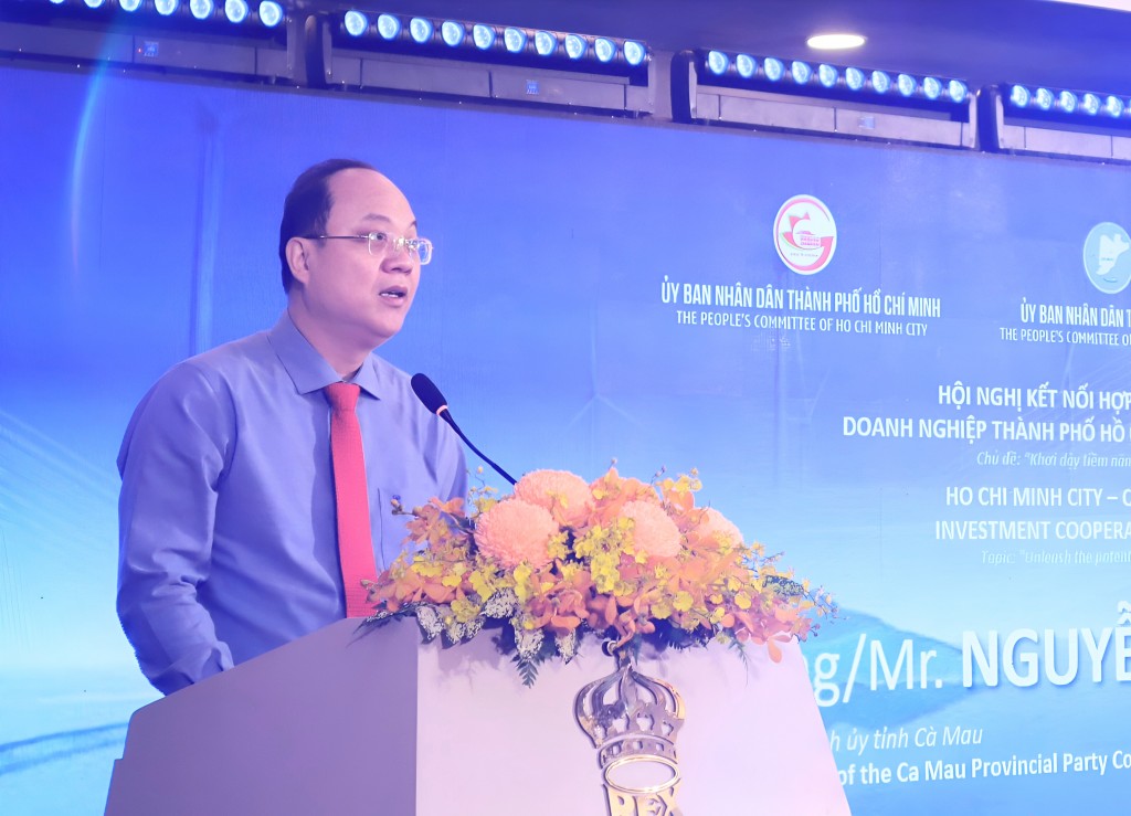 Bí thư Tỉnh ủy Cà Mau Nguyễn Hồ Hải phát biểu tại Hội nghị kết nối, thu hút đầu tư vào tỉnh Cà Mau. (Ảnh: Tường Thụy) Bí thư Tỉnh ủy Cà Mau Nguyễn Hồ Hải phát biểu tại Hội nghị kết nối, thu hút đầu tư vào tỉnh Cà Mau. (Ảnh: Tường Thụy)