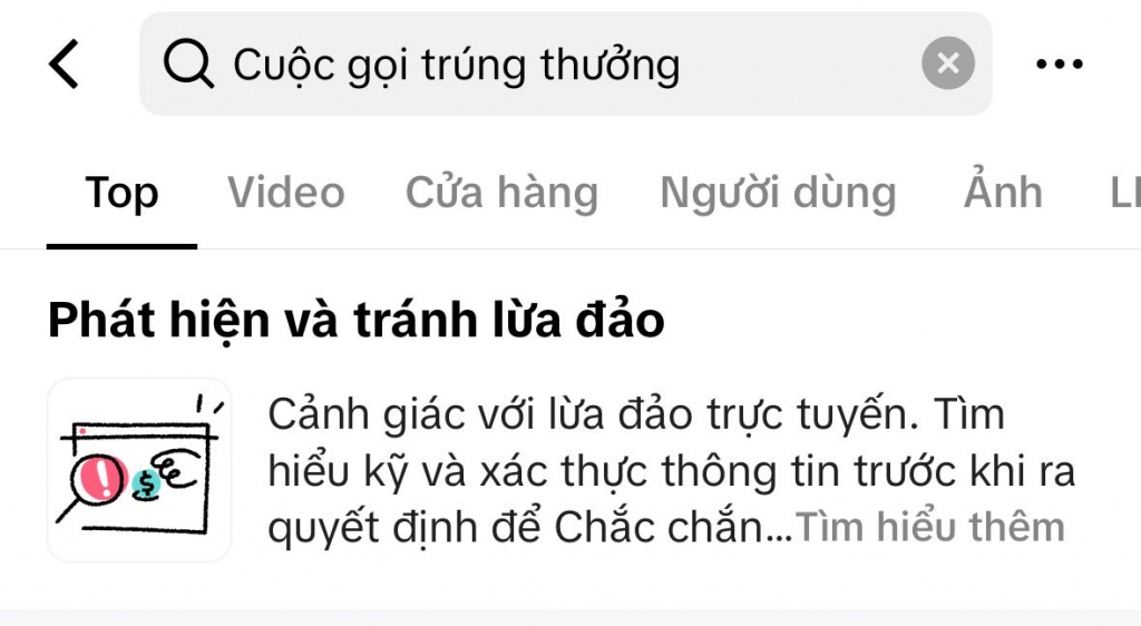 TikTok gửi cảnh báo lừa đảo trực tuyến trực tiếp trong ứng dụng