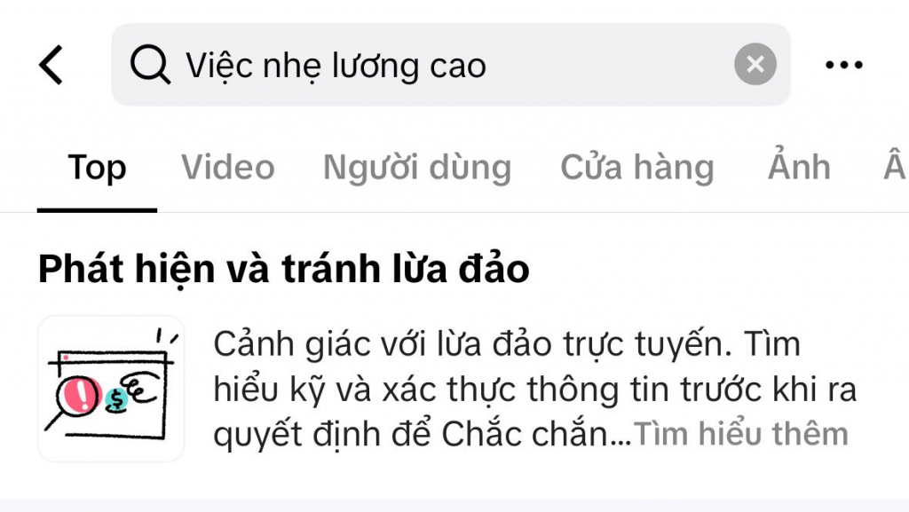 TikTok gửi cảnh báo lừa đảo trực tuyến trực tiếp trong ứng dụng