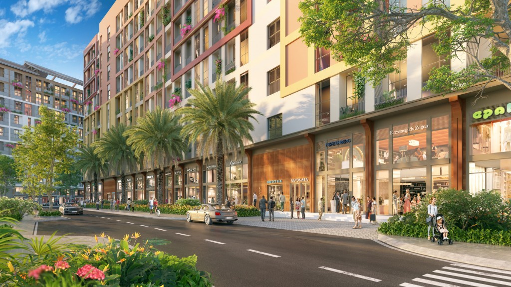 Chất sống sôi động 24/7 quanh các tòa căn hộ cao tầng. (Ảnh phối cảnh: Sun Property)