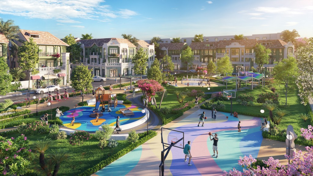 Các dãy nhà thấp tầng thời thượng với không gian sống thanh bình. (Ảnh phối cảnh: Sun Property)