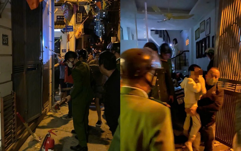 Công an phường Vĩnh Hưng kịp thời tiếp cận, hướng dẫn nhiều người thoát nạn an toàn