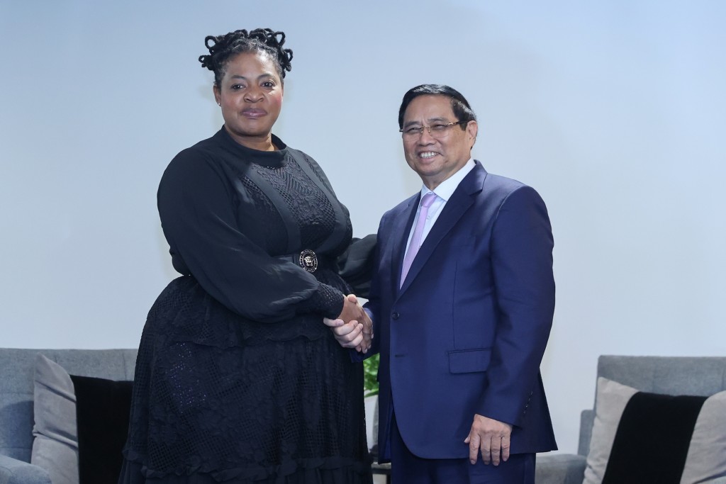 Thủ tướng Phạm Minh Chính tiếp bà Brenda Moagi, Chủ tịch Hội đồng Quản trị Công ty Dầu khí Quốc gia Nam Phi - Ảnh: VGP/Nhật Bắc