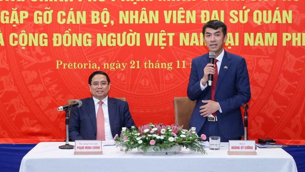 Đại sứ Việt Nam tại Nam Phi Hoàng Sỹ Cương phát biểu - Ảnh: VGP/Nhật Bắc
