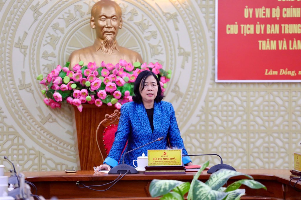 Đồng chí Bùi Thị Minh Hoài, Ủy viên Bộ Chính trị, Bí thư Trung ương Đảng, Chủ tịch Ủy ban Trung ương MTTQ Việt Nam (Ảnh CTV)