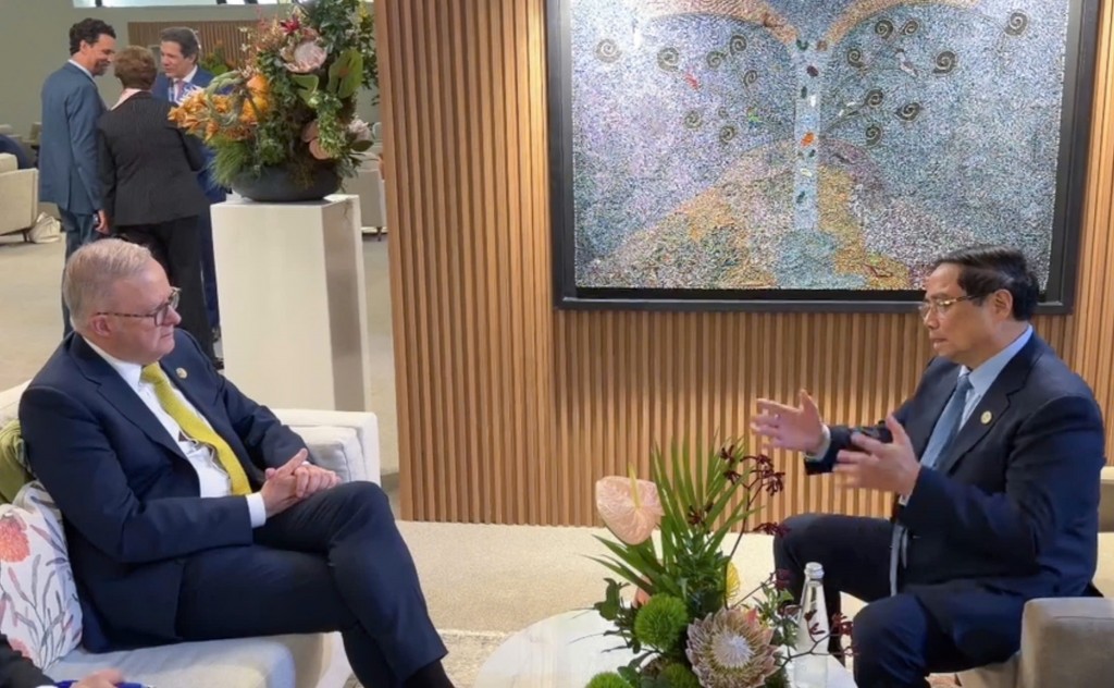 Thủ tướng Phạm Minh Chính và Thủ tướng Australia Anthony Albanese - Ảnh: VGP